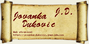Jovanka Duković vizit kartica